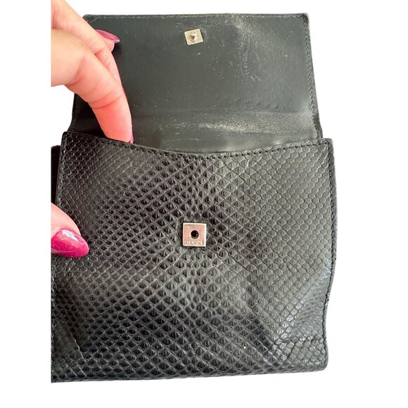 GUCCI Womens Vintage Black Leather Snap Clutch Wallet - Picture 6 of 11
